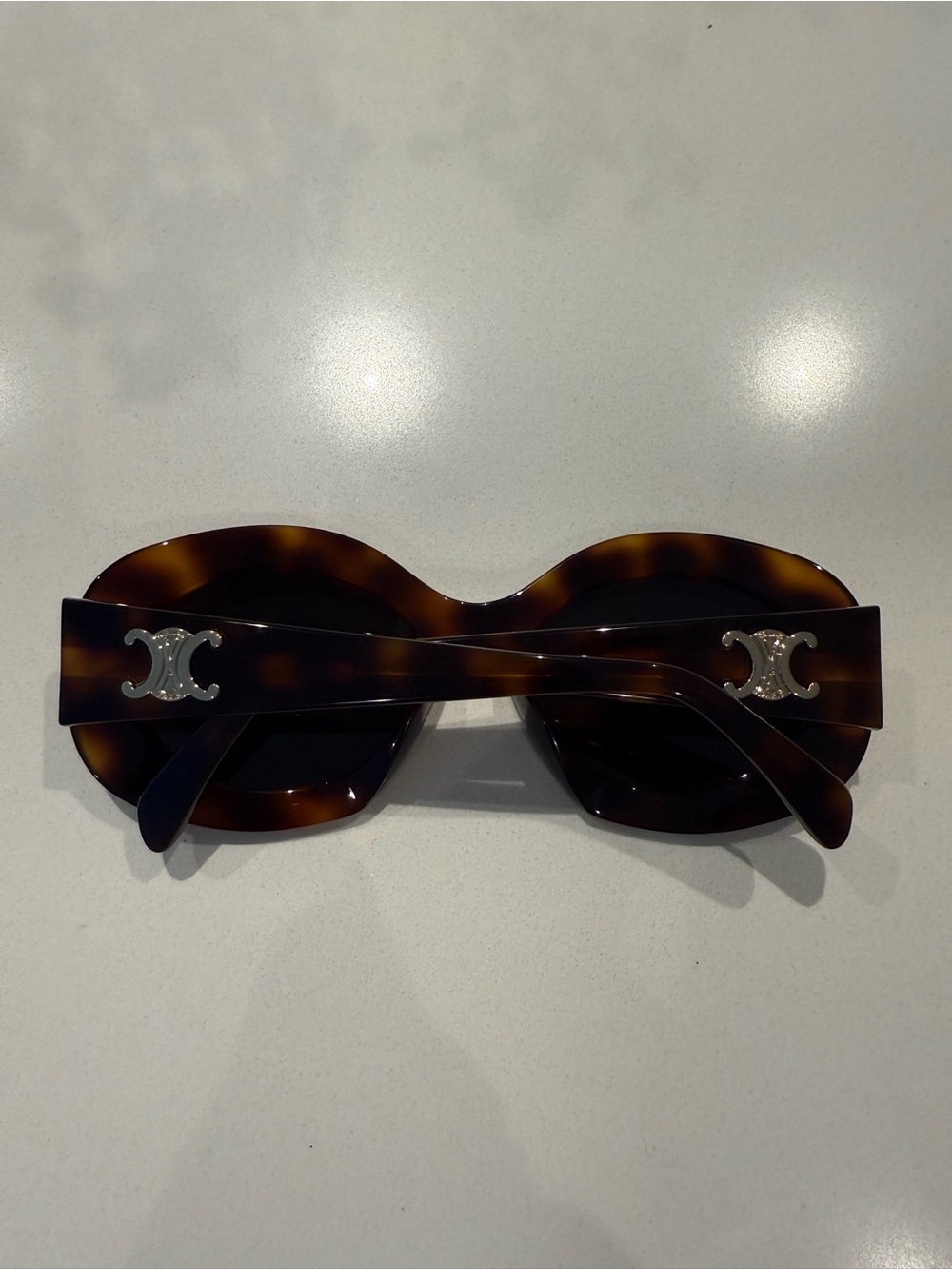 Celine Tortoiseshell Sunglasses with Gold Logo Accent - Picture 4 of 5